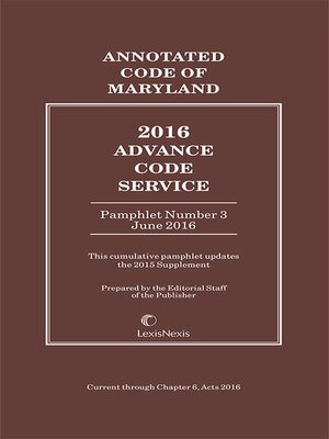 cover image of Maryland Advance Code Service